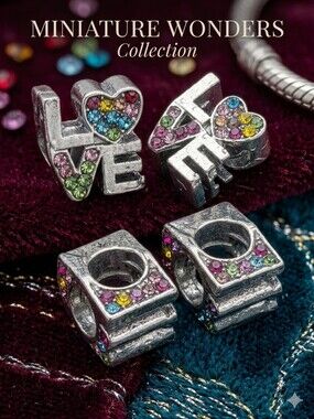 Silver LOVE charm for snake style bracelet